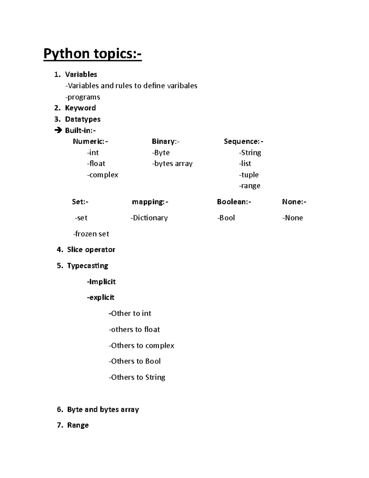 Python topics - Python topics:- Variables Variables and rules to define ...