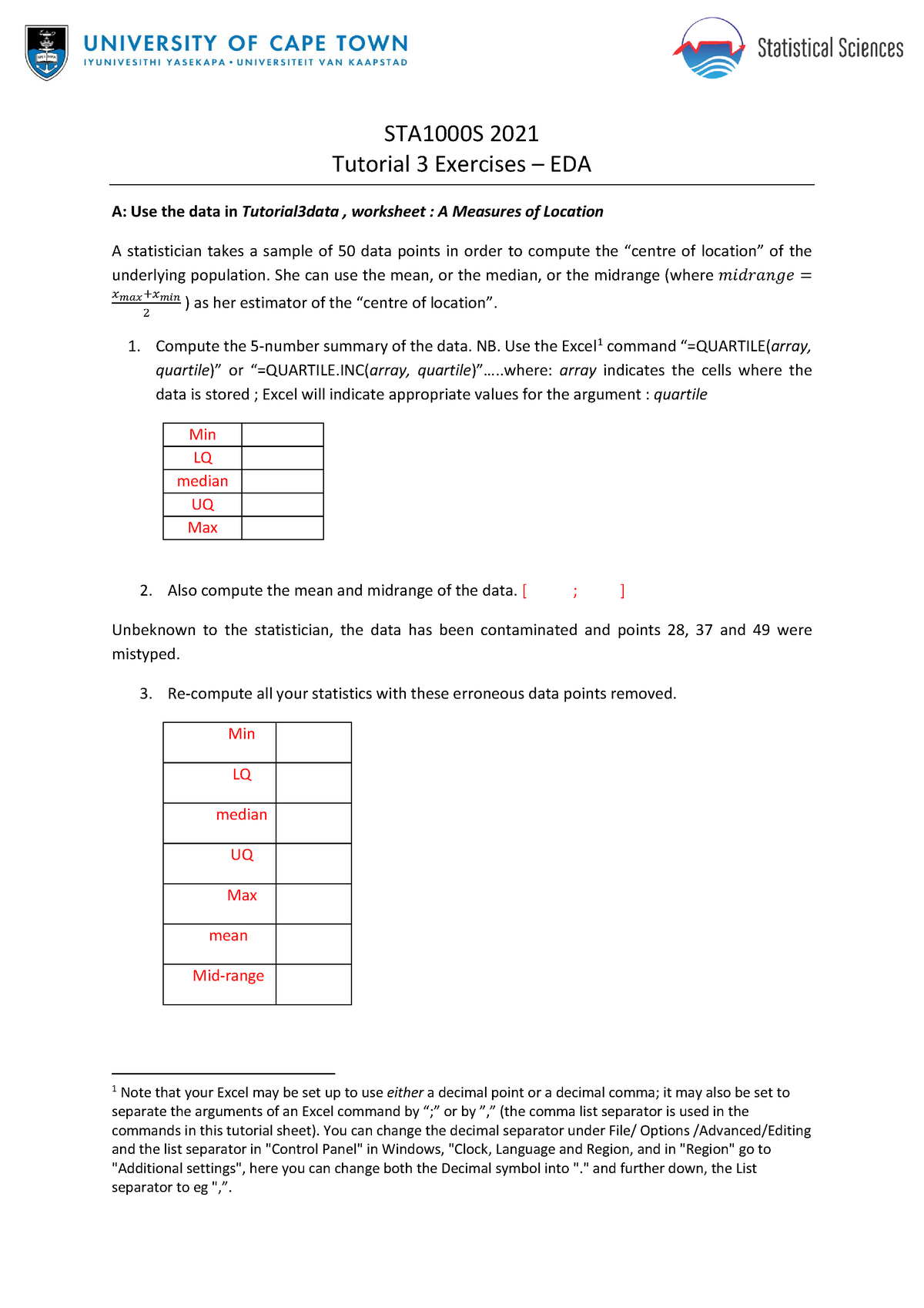 STA1000S+Week3+Tutorial+Exercises- Practice Questions For Tests ...