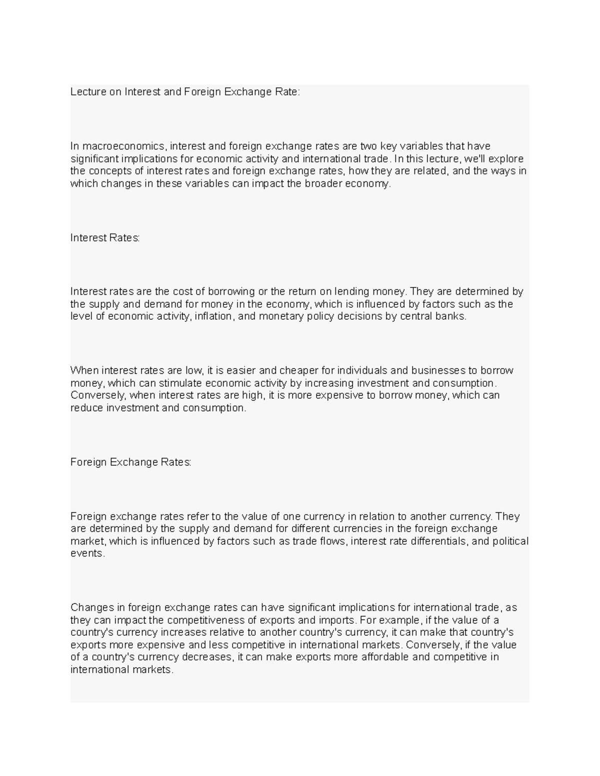 Lecture on Interest and Foreign Exchange Rate - In this lecture, we'll ...
