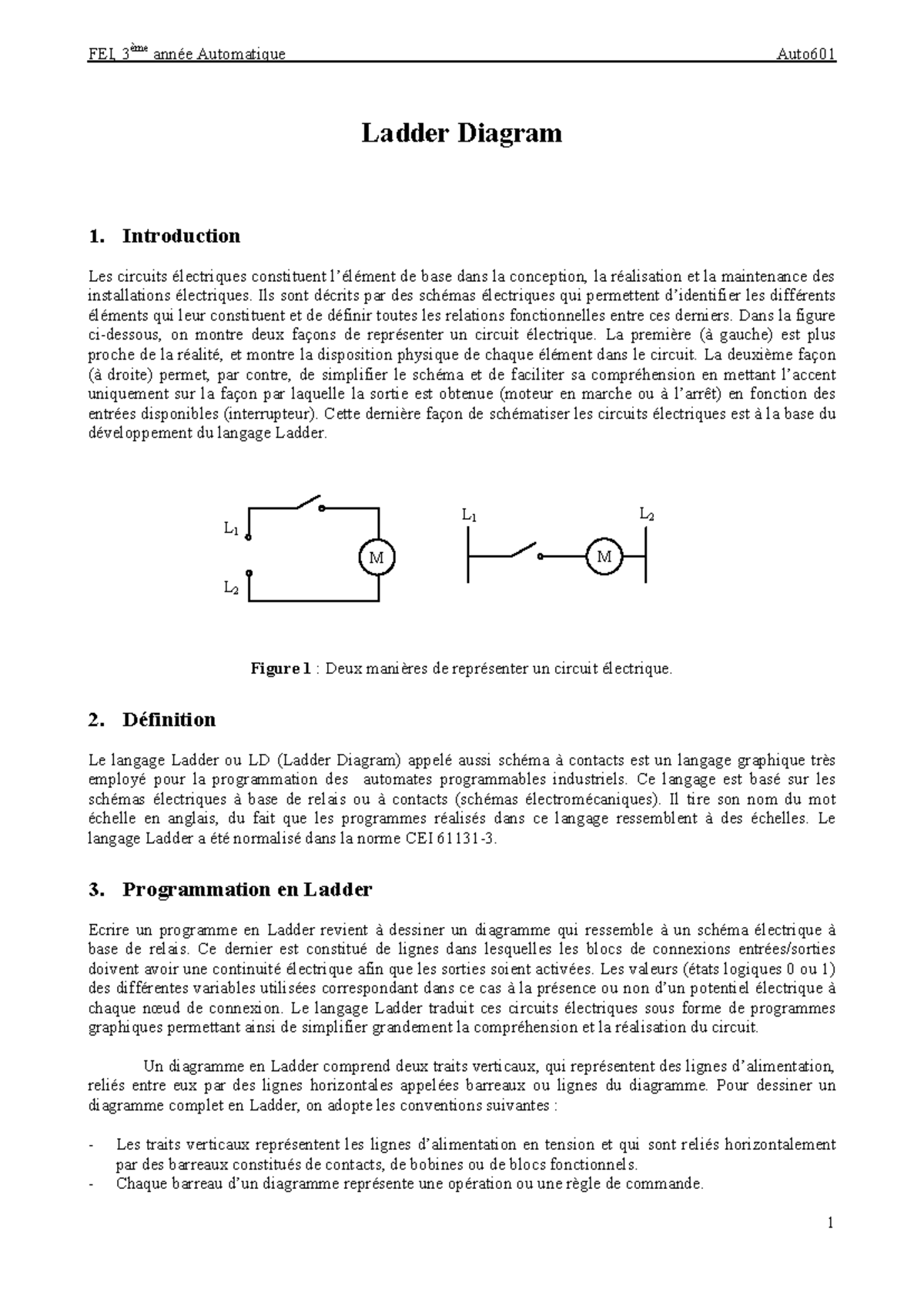 05 Ladder - Ladder Diagram 1. Introduction Les circuits électriques ...