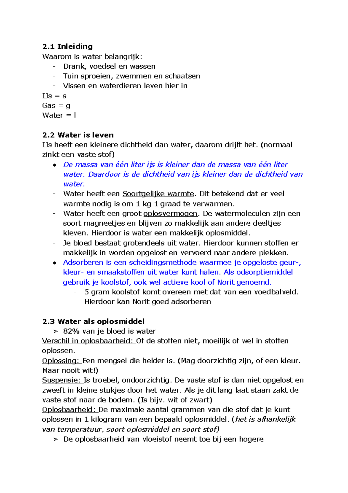 Toets hoofdstuk 2 scheikunde - 2 Inleiding Waarom is water belangrijk ...