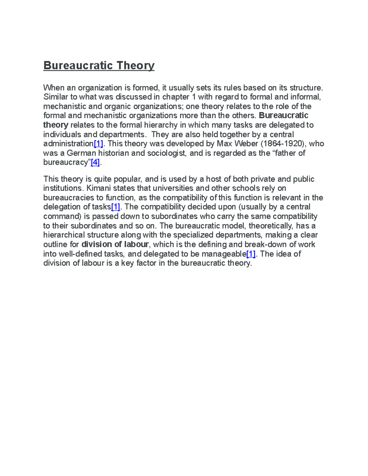 Bureaucratic Theory - A report for academic research purposes ...