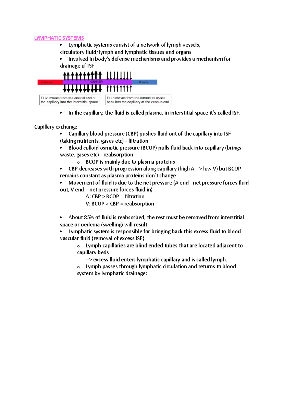 Body systems 5 - Lecture notes 5 - LYMPHATIC SYSTEMS Lymphaic systems ...