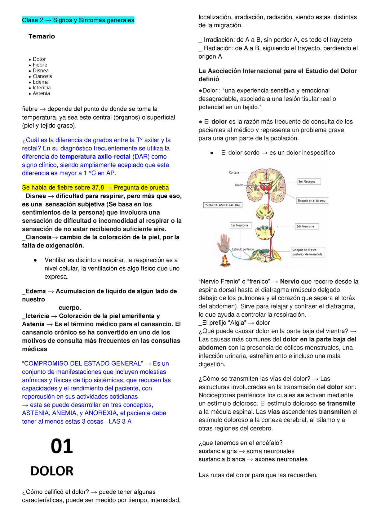 Clase 2 - Nada - Clase 2 → Signos Y Síntomas Generales Fiebre → Depende ...