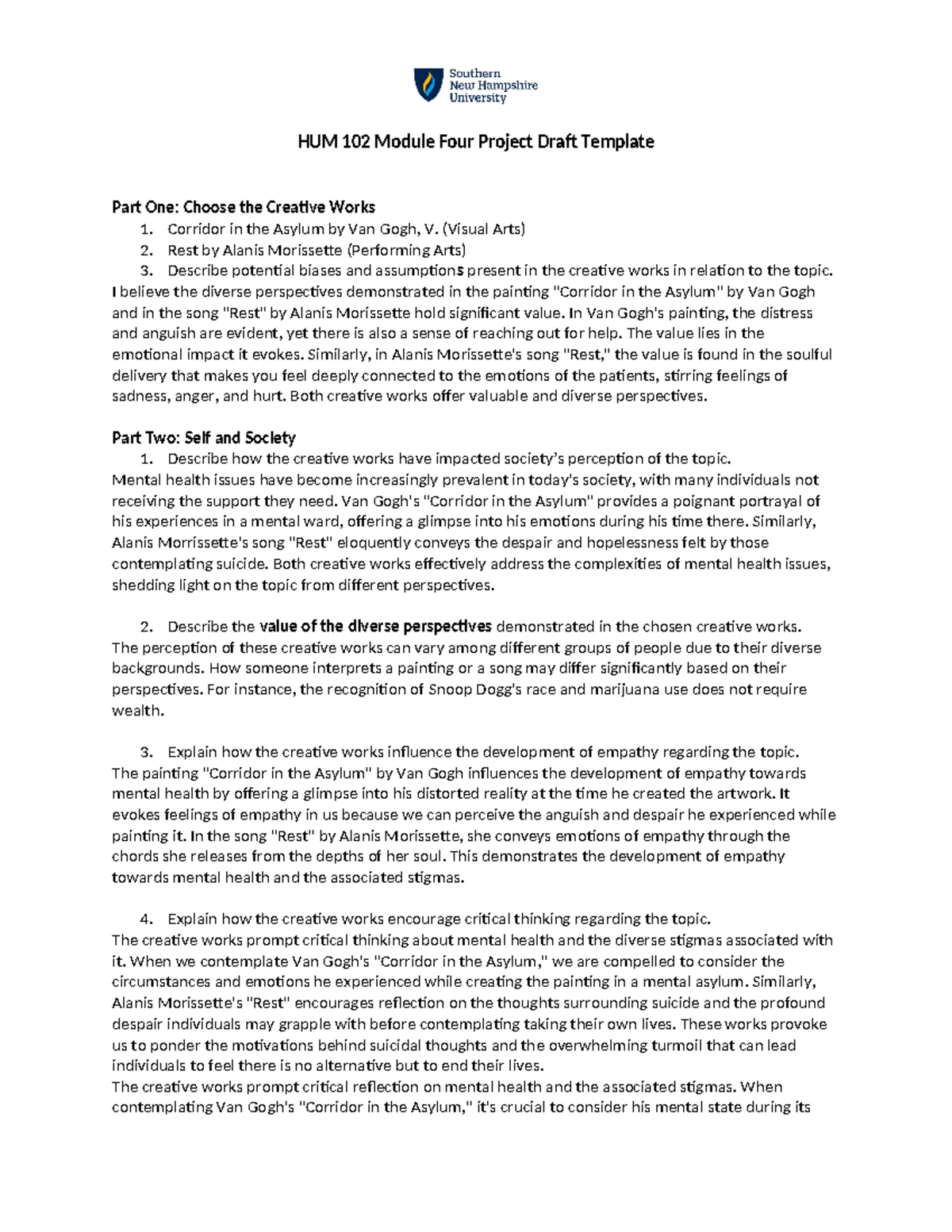 HUM 102 Module Four Project Draft Template (Complete) - HUM 102 Module ...