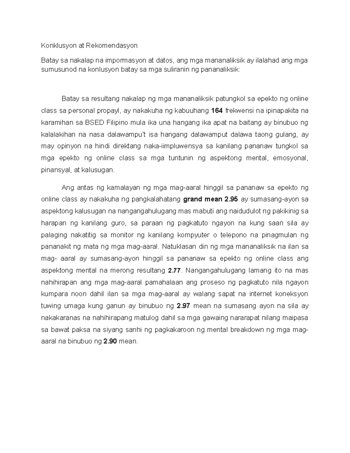 Kabanata 5 Pptx Kabanata 5 Lagom Konklusyon At Rekomendasyon Isang - Vrogue