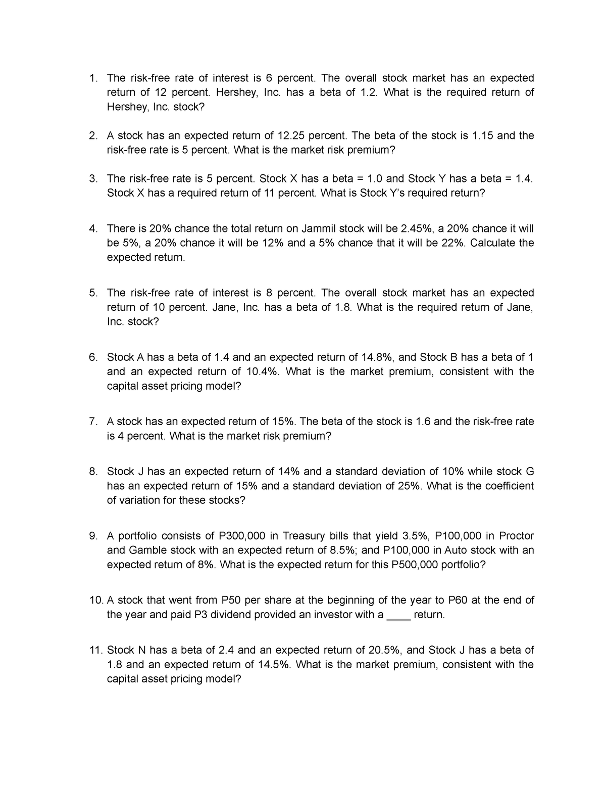 risk-and-return-sample-problems-the-risk-free-rate-of-interest-is-6