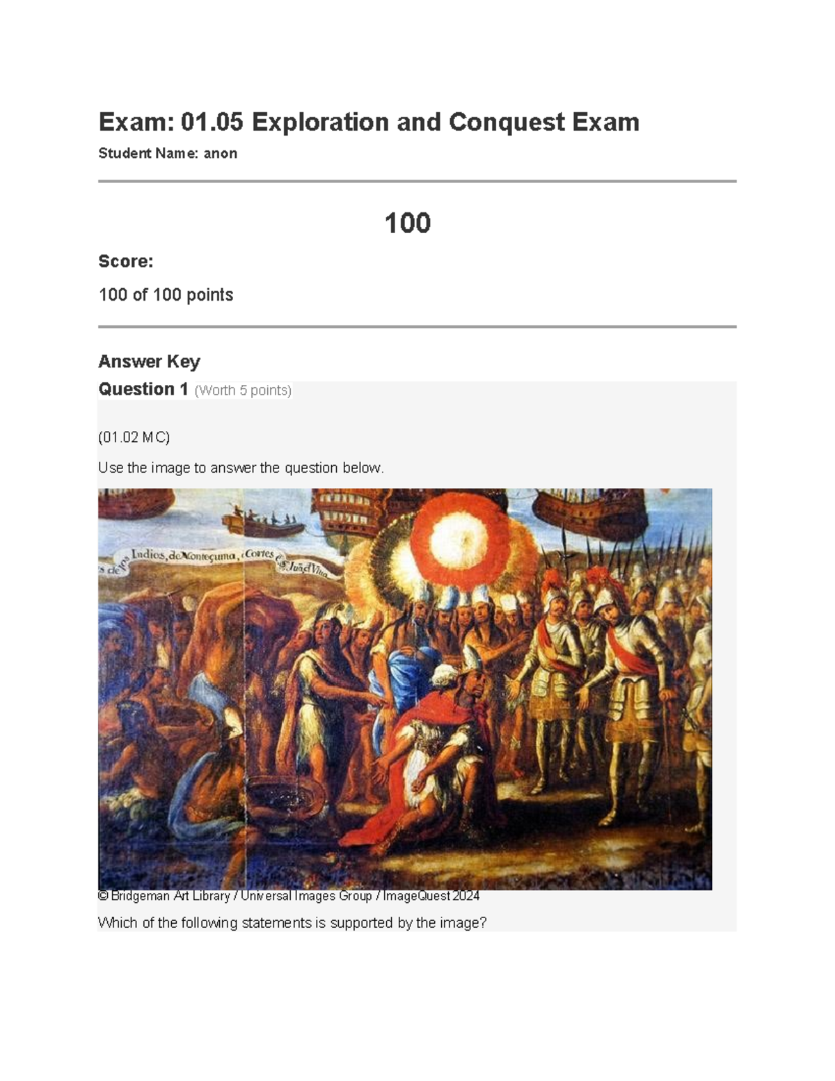 Exam 01.05 Exploration and Conquest Exam - Exam: 01 Exploration and ...