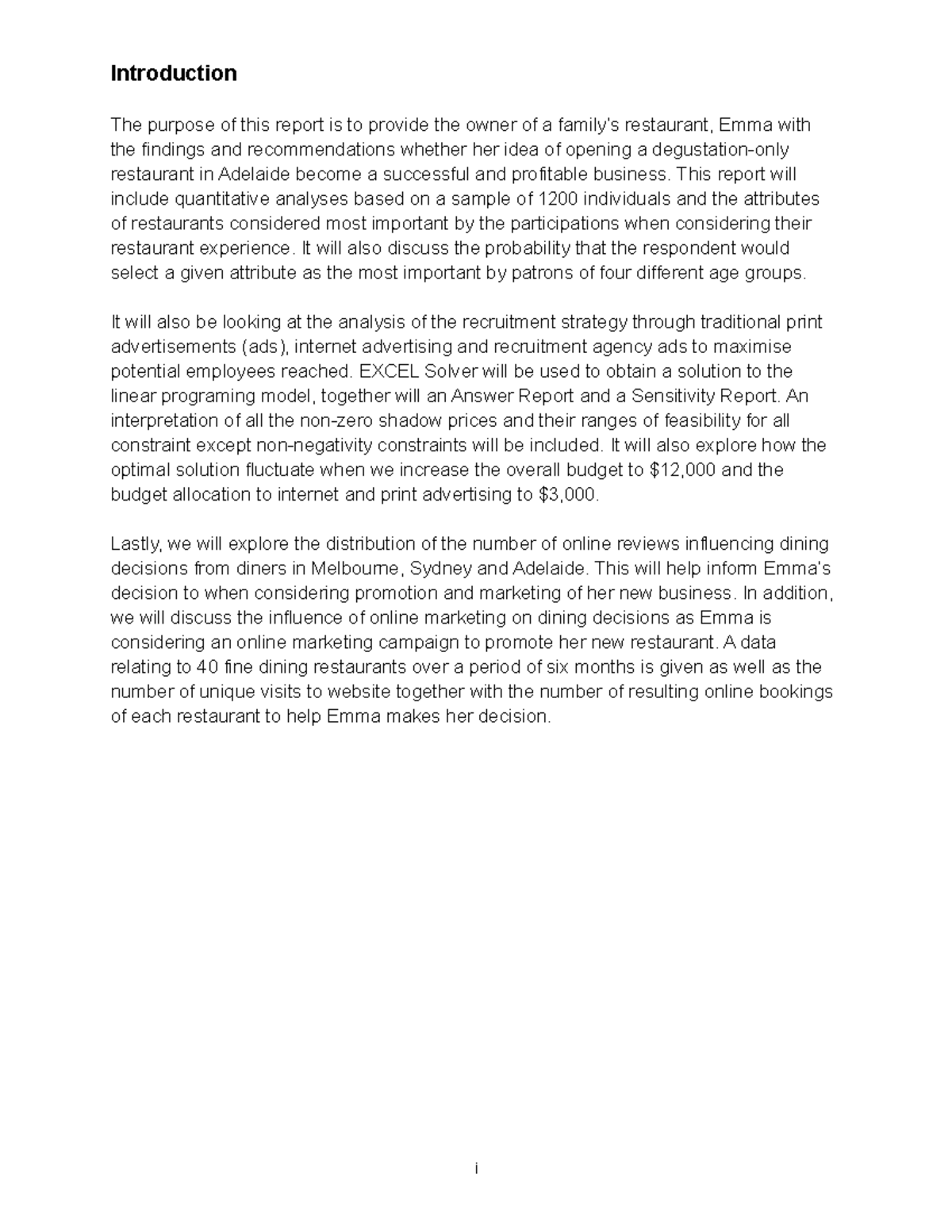 MATH1053 Assignment 2 SP2 2016 - Introduction The purpose of this ...