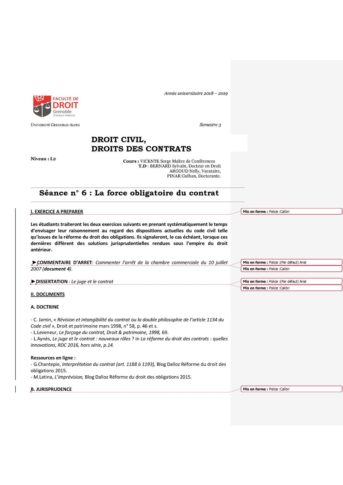 TD 6 - Groupe 4 - Cours - Universitaire 2018 2019 Semestre 3 DROIT ...