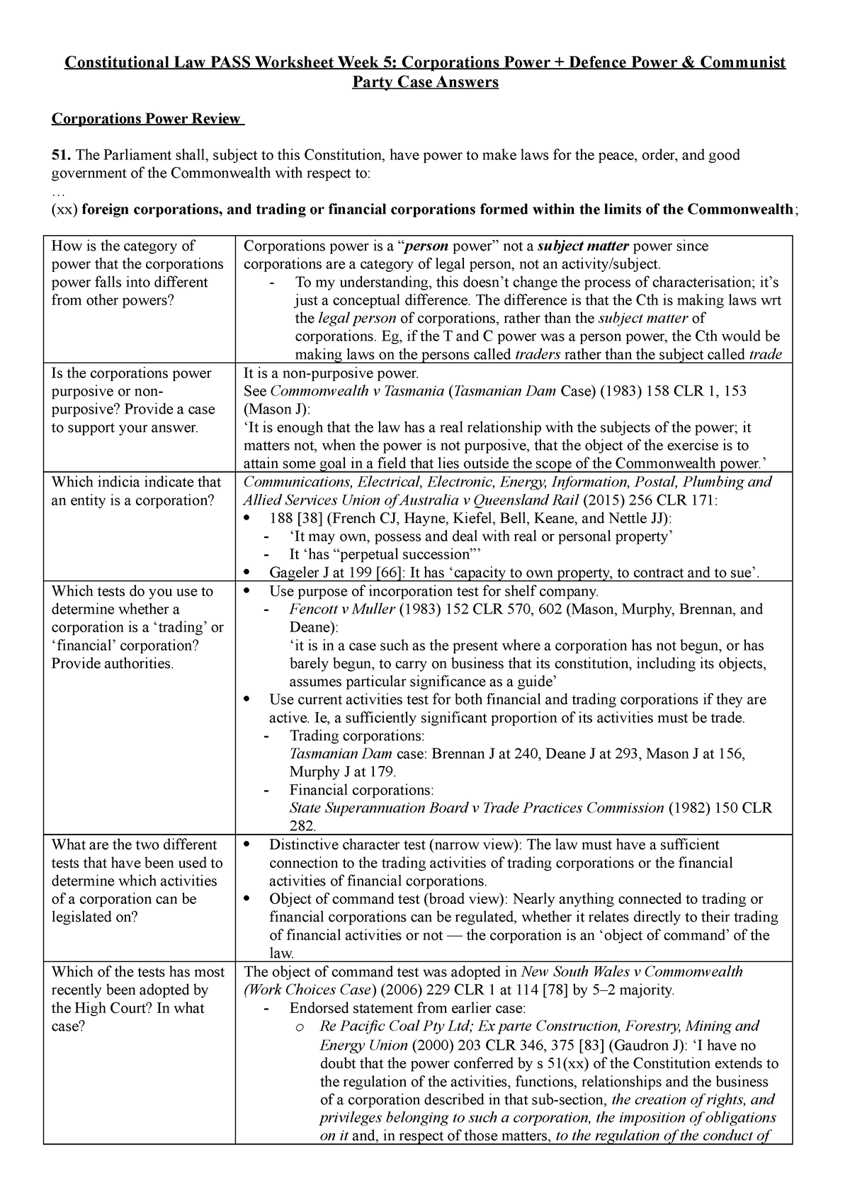 Wk 5 Worksheet Answers Pass Constitutional Law PASS Worksheet Week