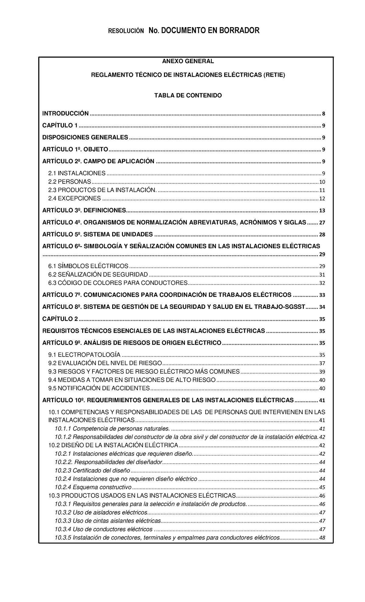 Documento Borrador Retie - RESOLUCI”N No. DOCUMENTO EN BORRADOR ANEXO ...