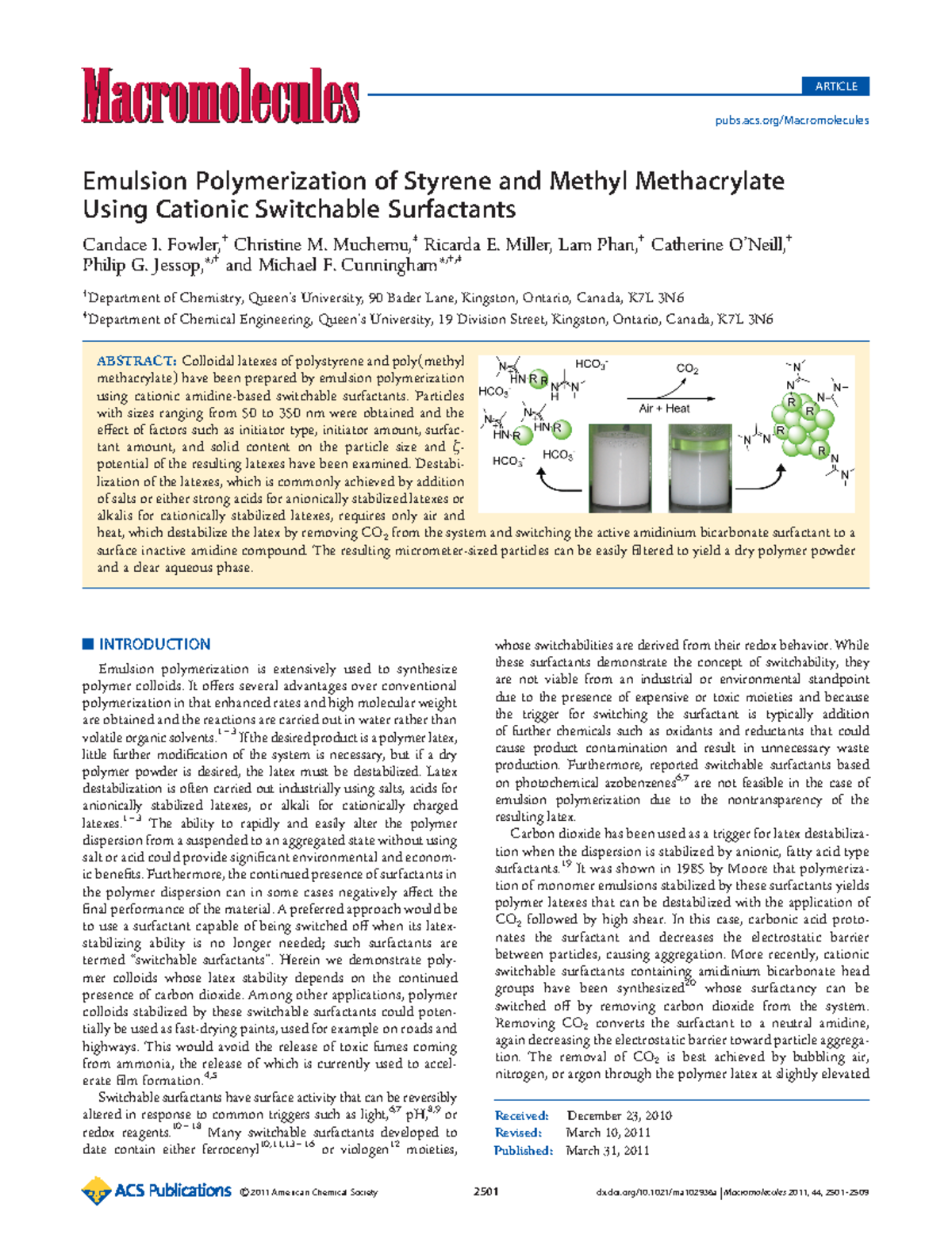 Fowler 2011 - Published: March 31, 2011 r 2011 American Chemical ...