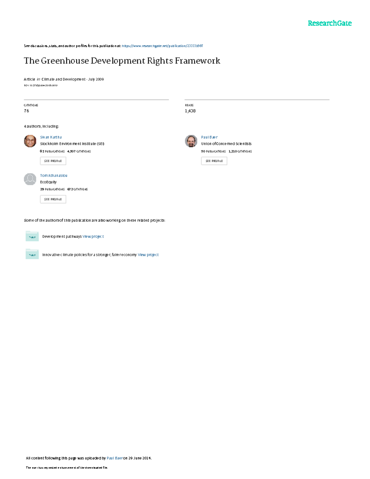 The Greenhouse Development Rights Framework - See discussions, stats ...