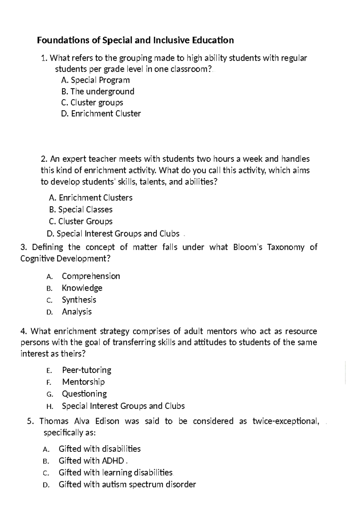 FSIE Sec2 Summative Final - Foundations of Special and Inclusive ...
