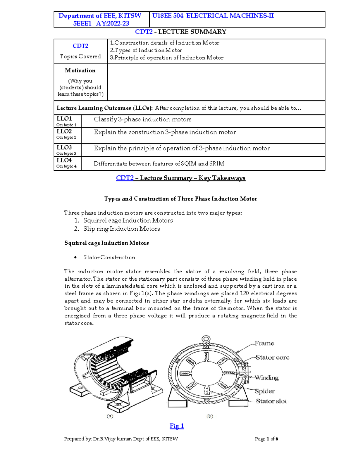 Slip, Rotor current frequency and Phasor diagrams of IM under different