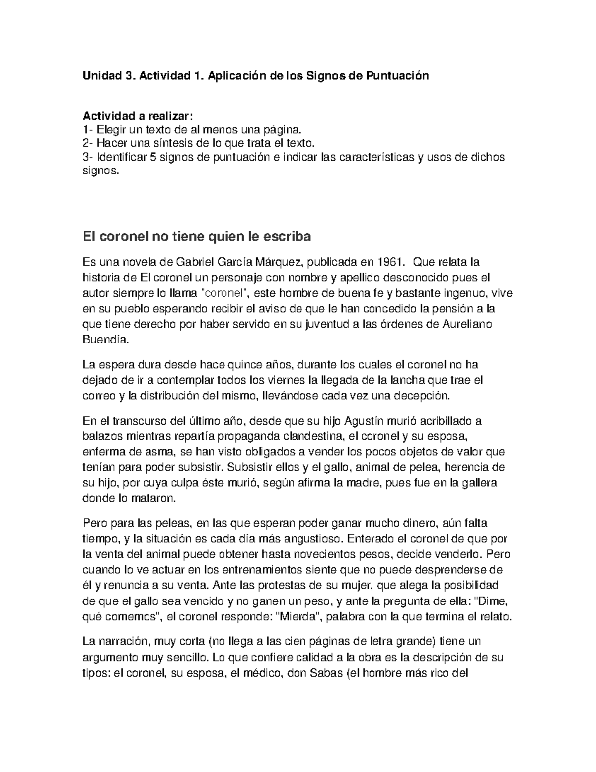 Unidad 3 Actividad 1 Aplicación De Los Signos De Puntuación Tavarez Marleny Unidad 3 7753