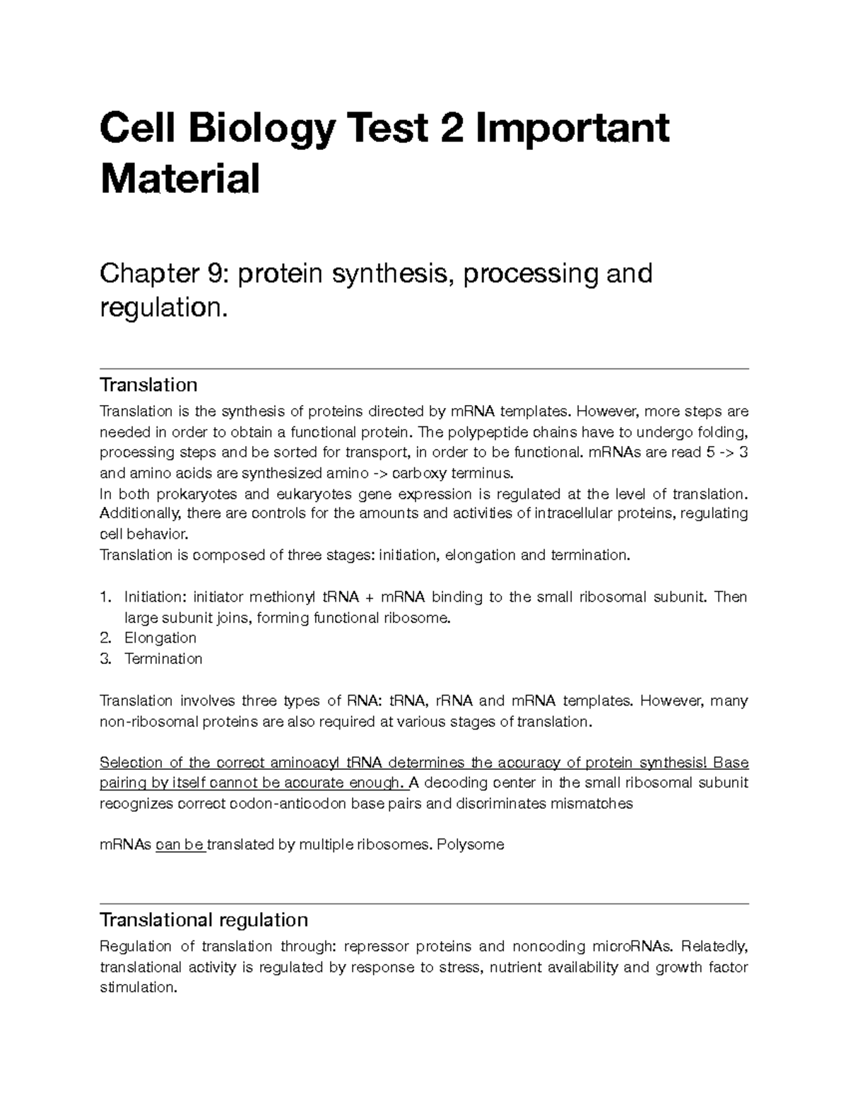 Cell biology test 2 review - Cell Biology Test 2 Important Material ...