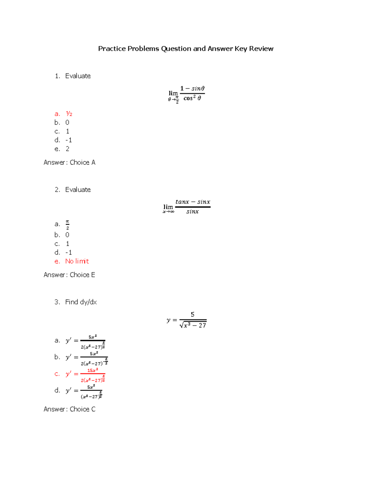 practice & problem solving answer key