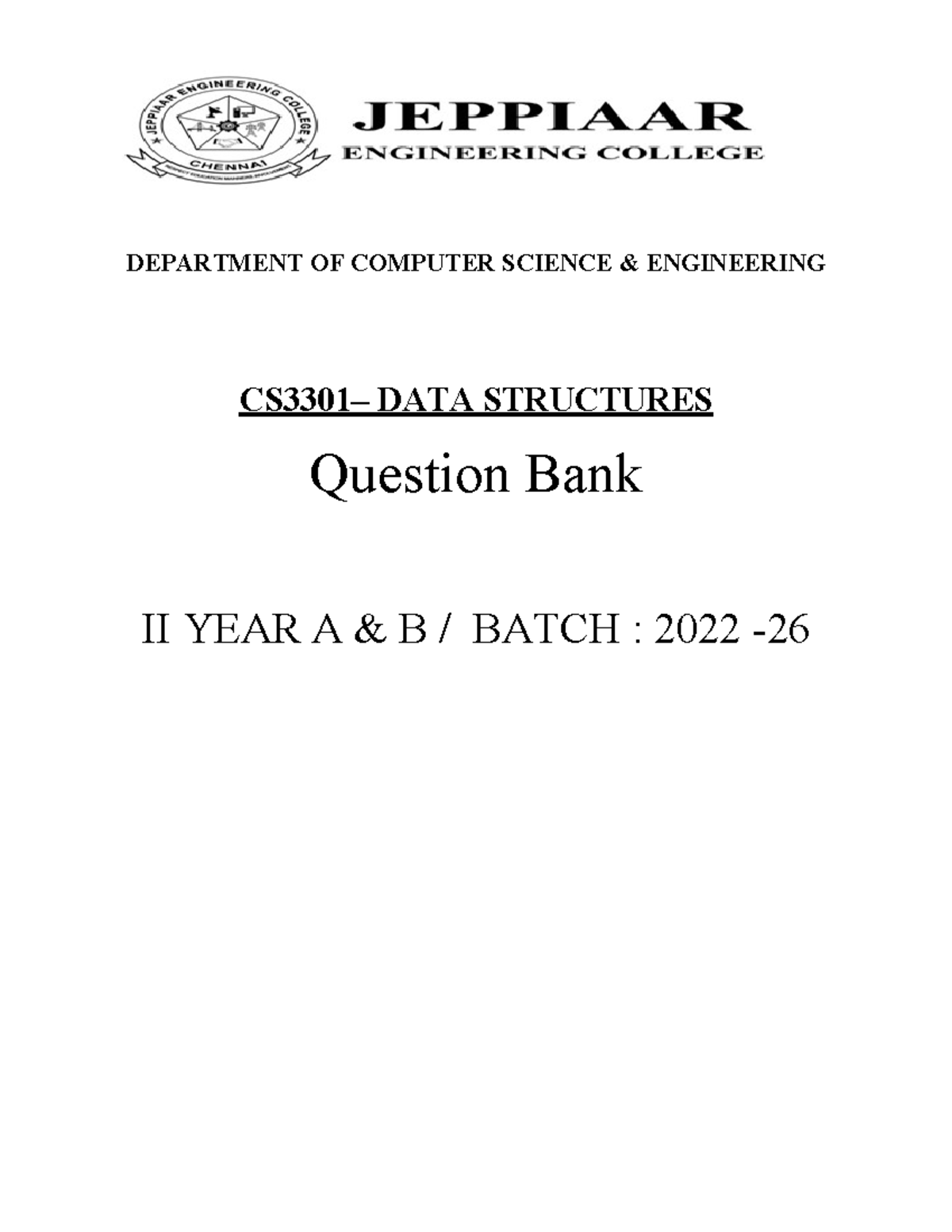 CS3301-DATA- Structures - DEPARTMENT OF COMPUTER SCIENCE & ENGINEERING ...