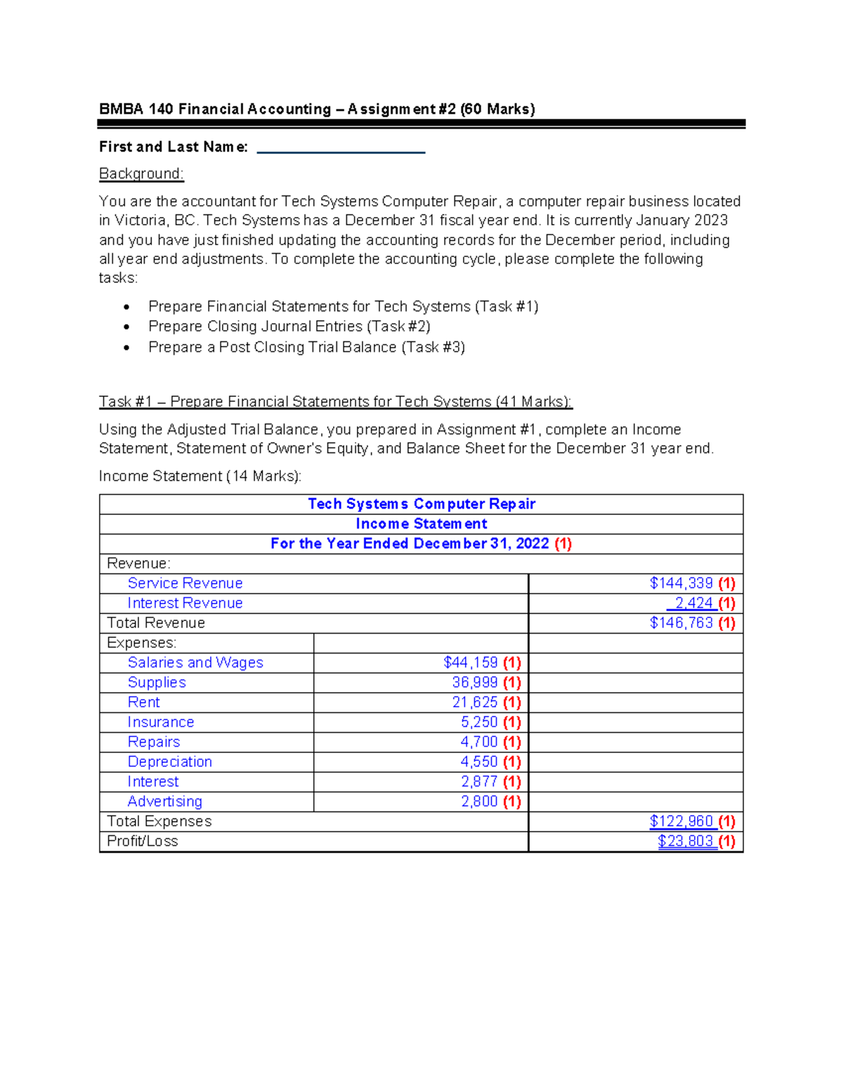 financial accounting mba 140 assignment #2