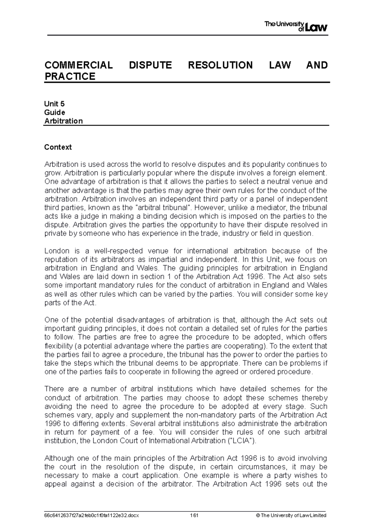 2122 cdr ws05 ce01 guide - COMMERCIAL DISPUTE RESOLUTION LAW AND ...