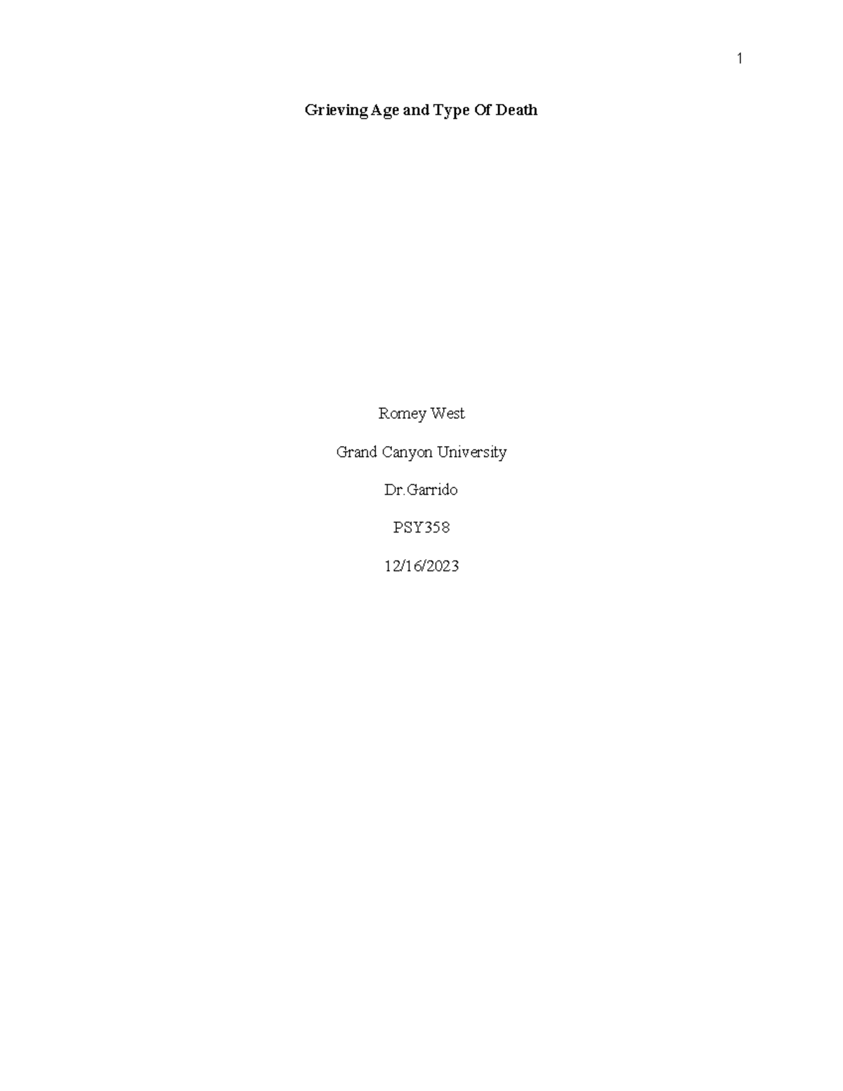 Grief&death - I had got a A for this assignment, and it was a good ...