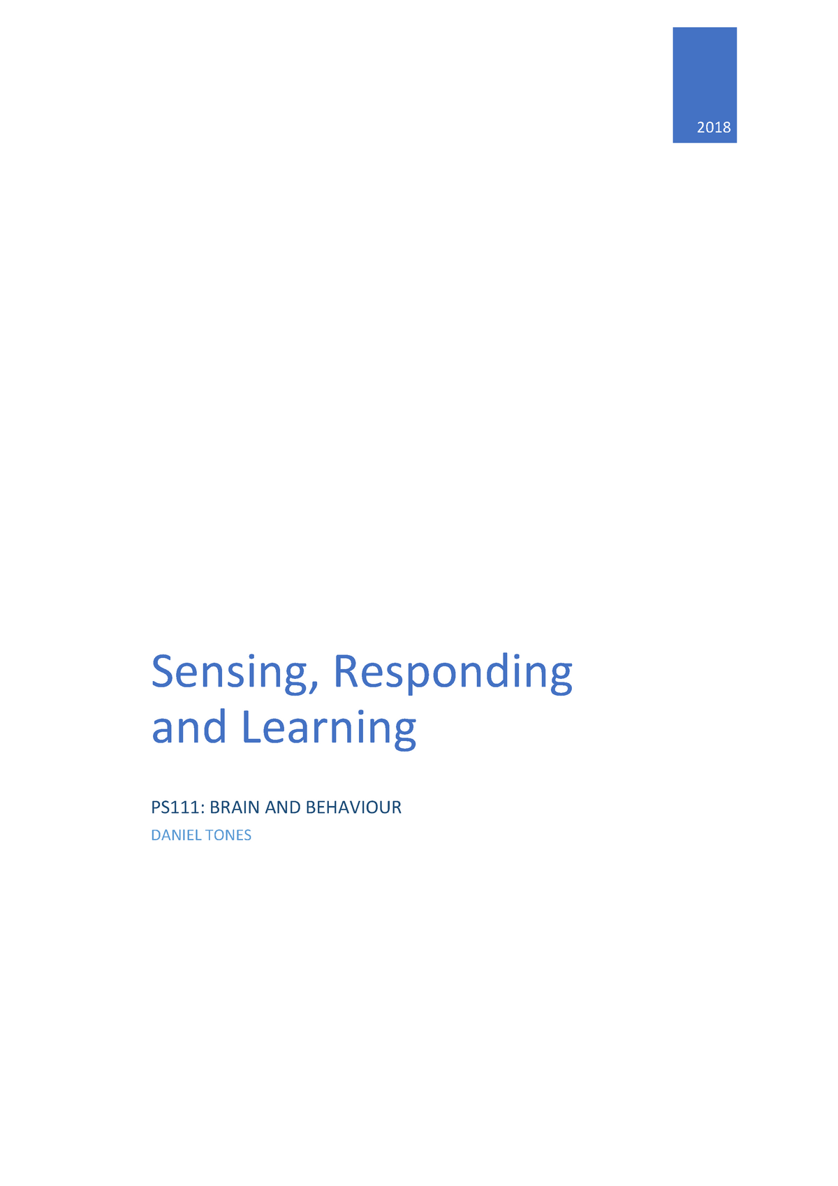 Sensing, responding and learning - 2018 Sensing, Responding and ...