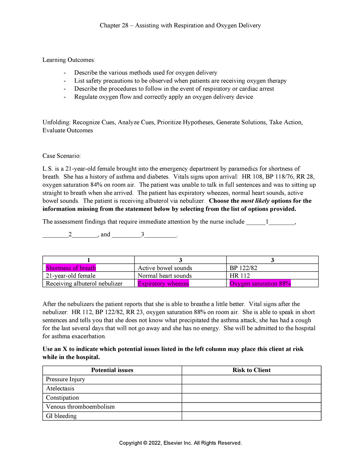 Chapter 28 Case Study HW - Chapter 28 – Assisting With Respiration And ...