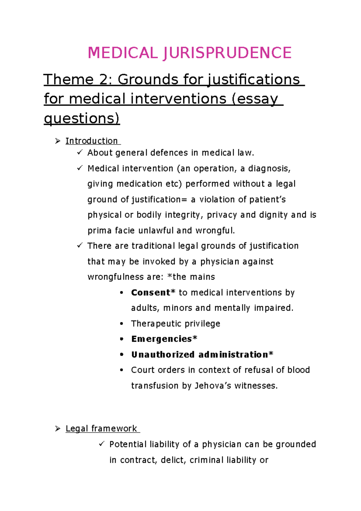 Medical Jurisprudence theme 2 MEDICAL JURISPRUDENCE Theme 2 Grounds