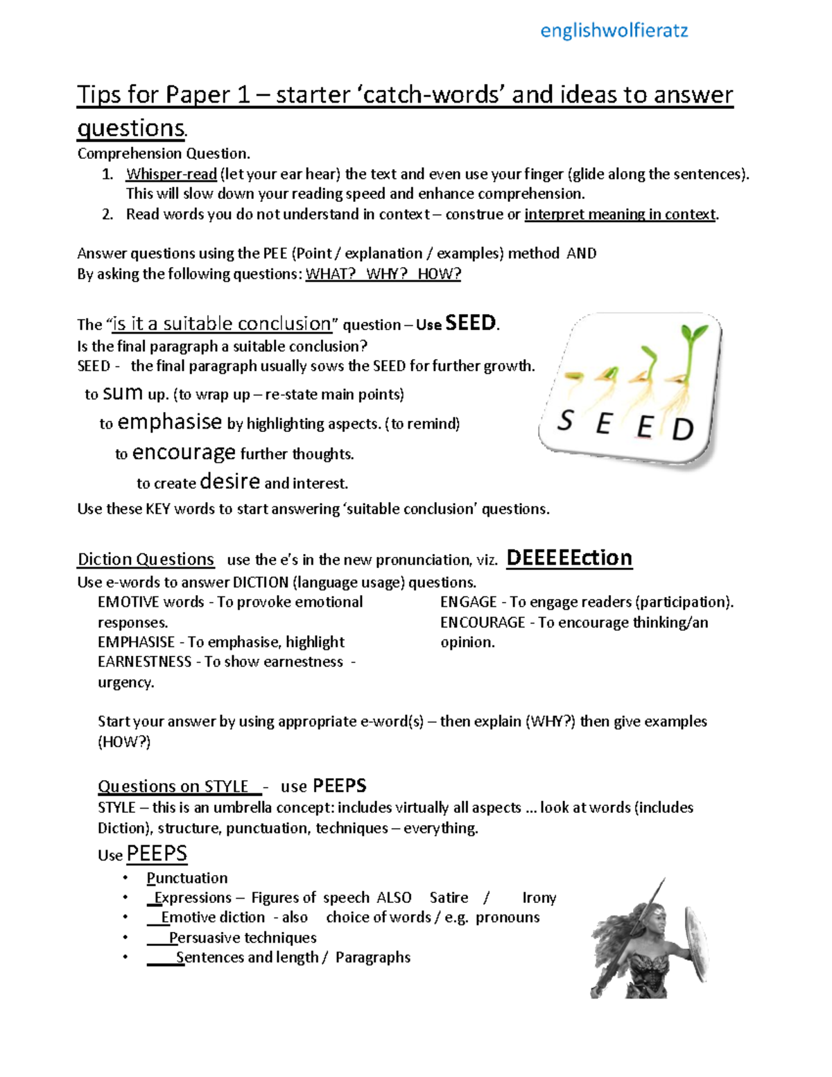 Tips for HL Paper 1 Technical experience Tips for Paper 1 starter