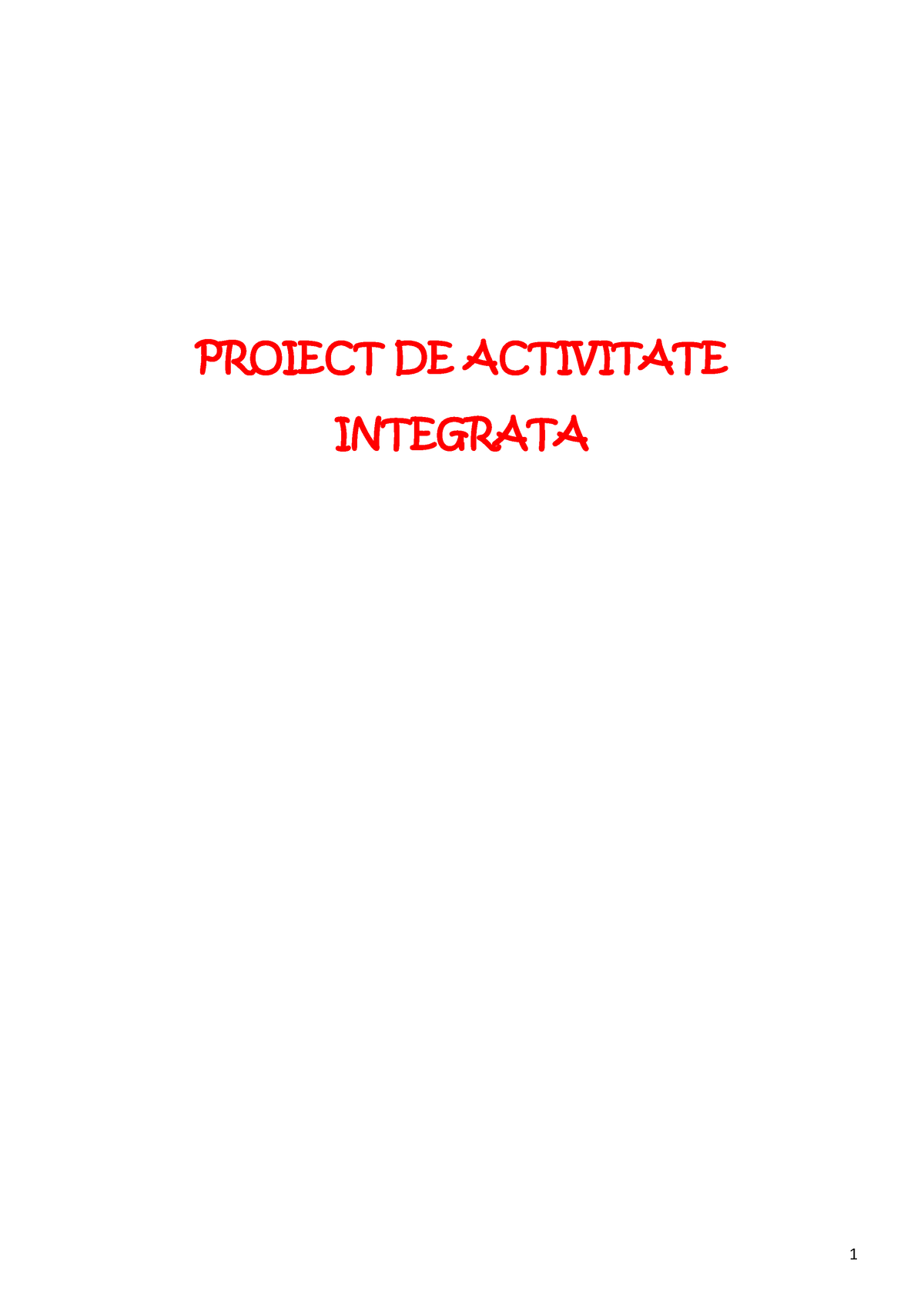 Proiect De Activitate Integrata Pedagogie Pedagogie Studocu