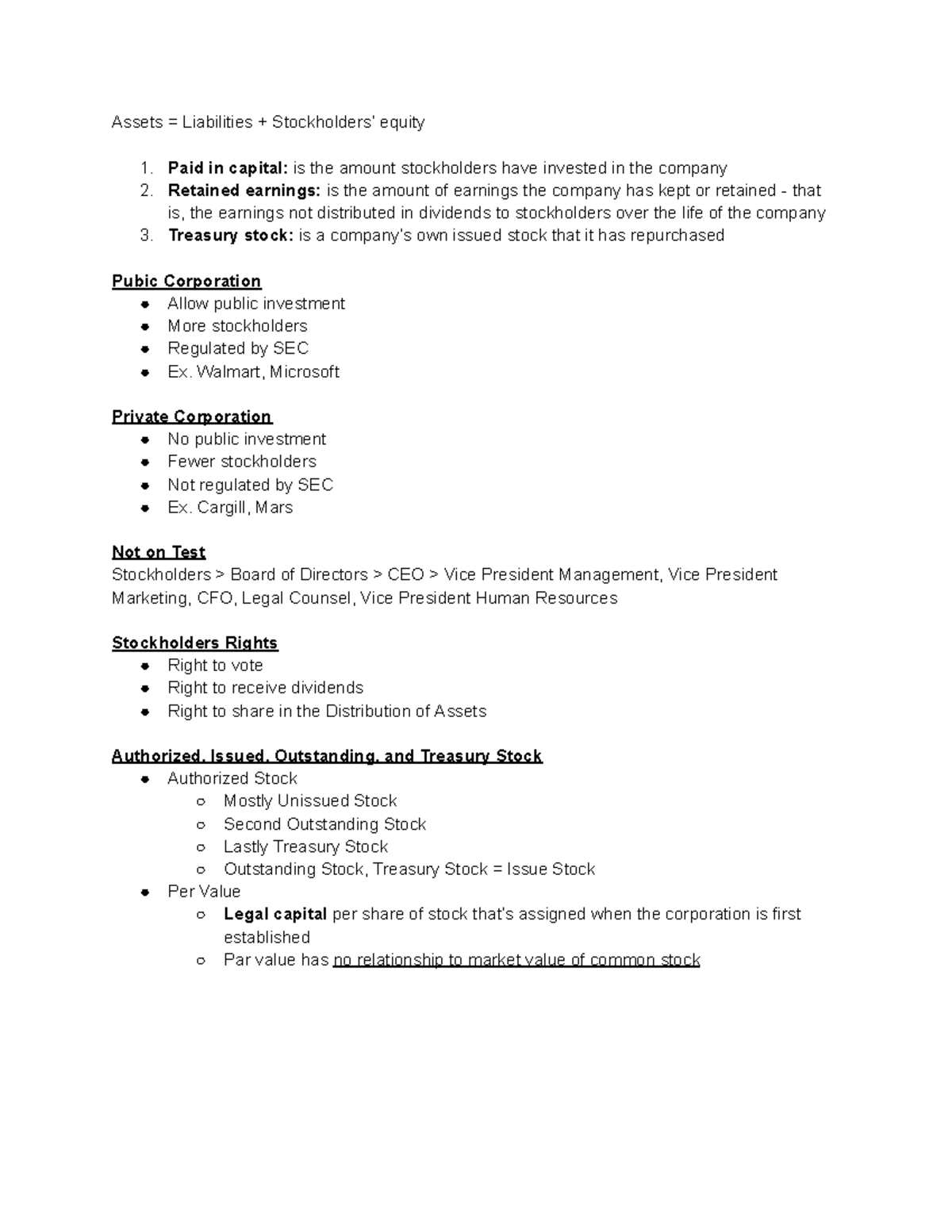 Acct 201 Notes 4 12 22 - Assets = Liabilities + Stockholders’ equity 1 ...