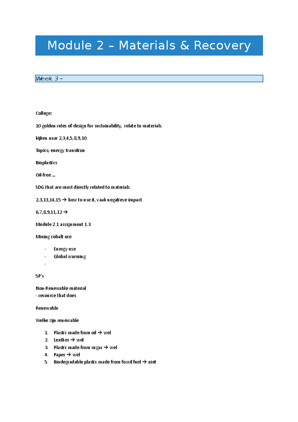 Module 2 Module 2 Materials Recovery Week 3 College 10 Golden