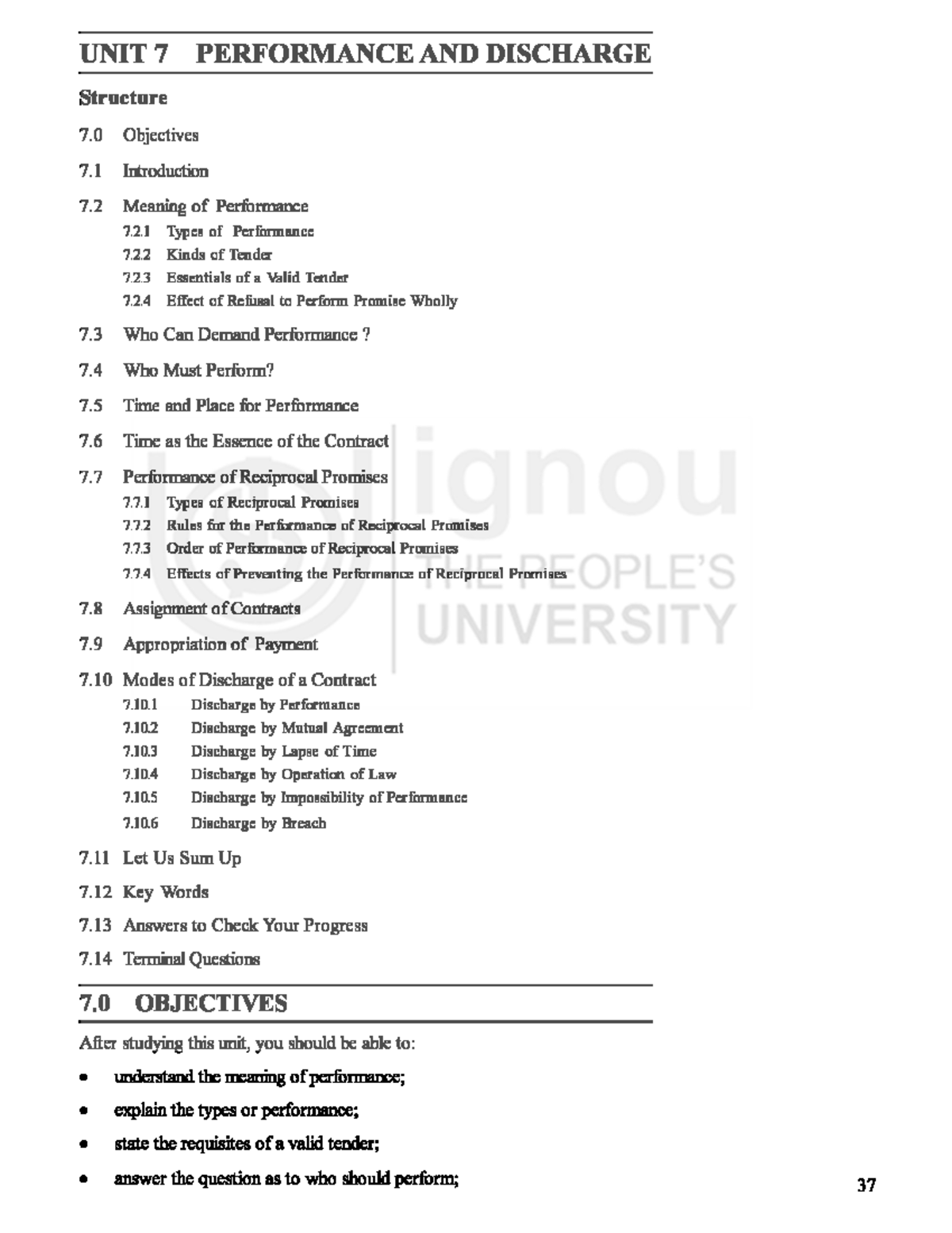 Unit-7 Performance and Discharge - business law - Studocu