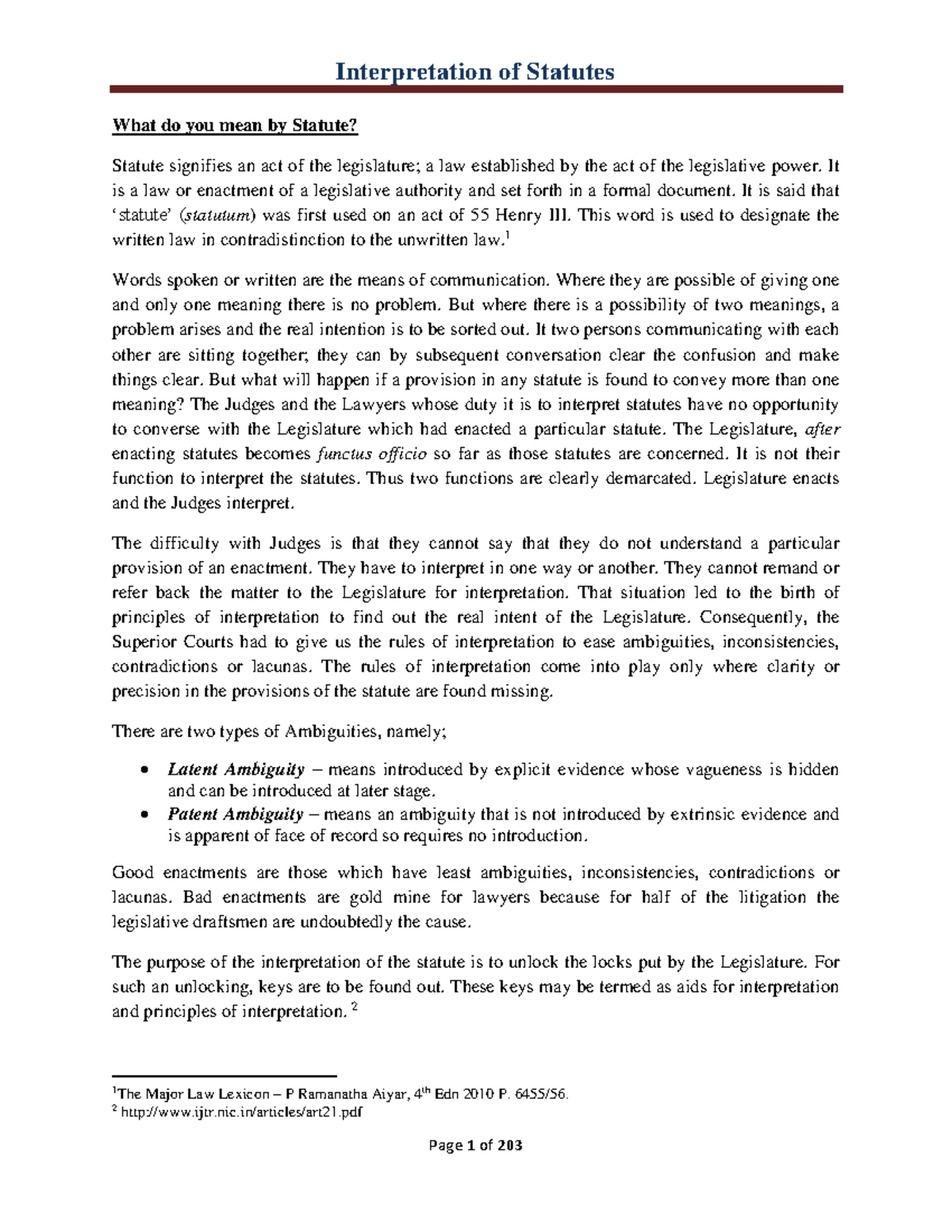 Interpretation Of Statutes-BA/BBA LLB - Interpretation Of Statutes ...