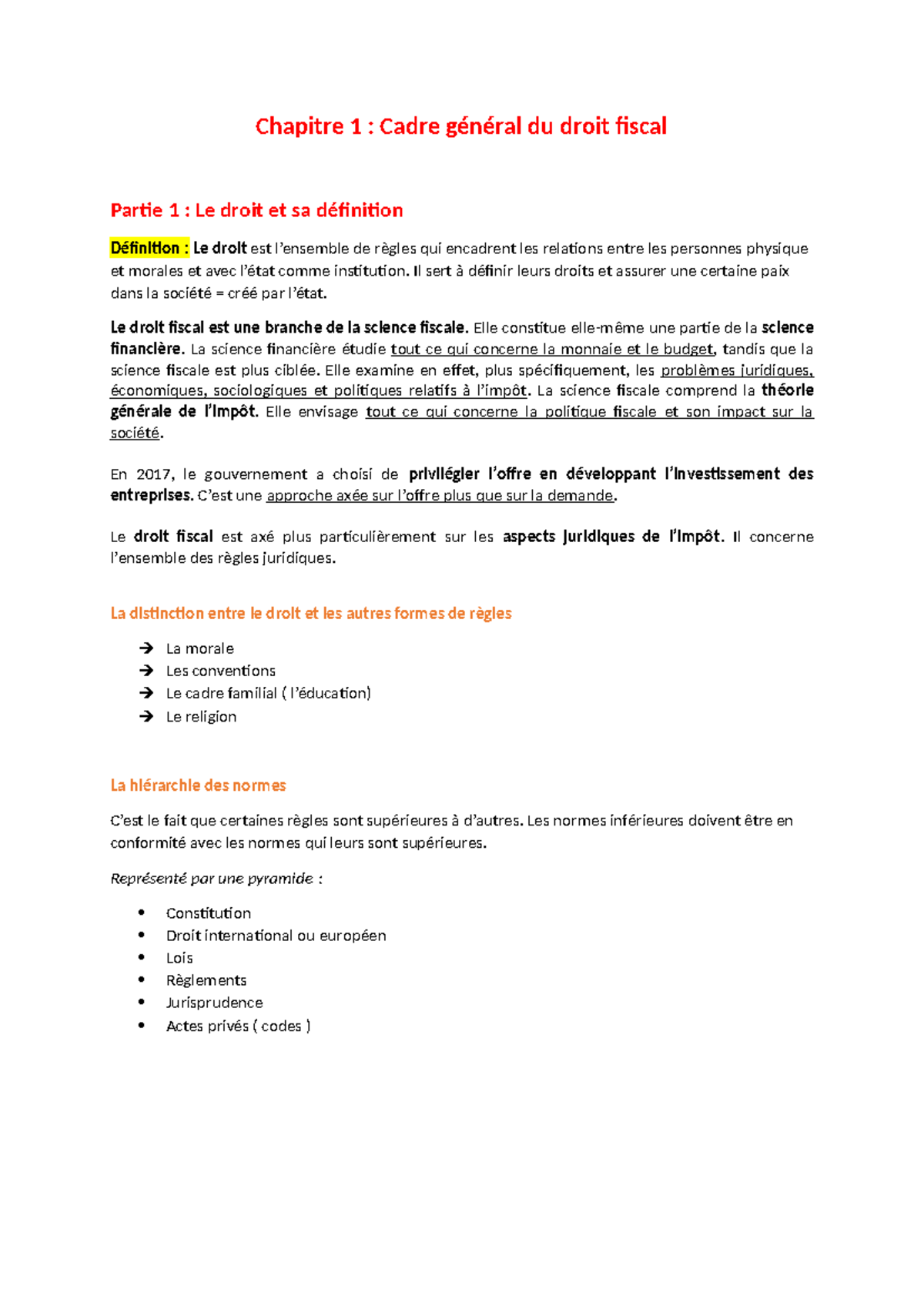 Chapitre 1 - introduction au droit fiscal - Chapitre 1 : Cadre général ...