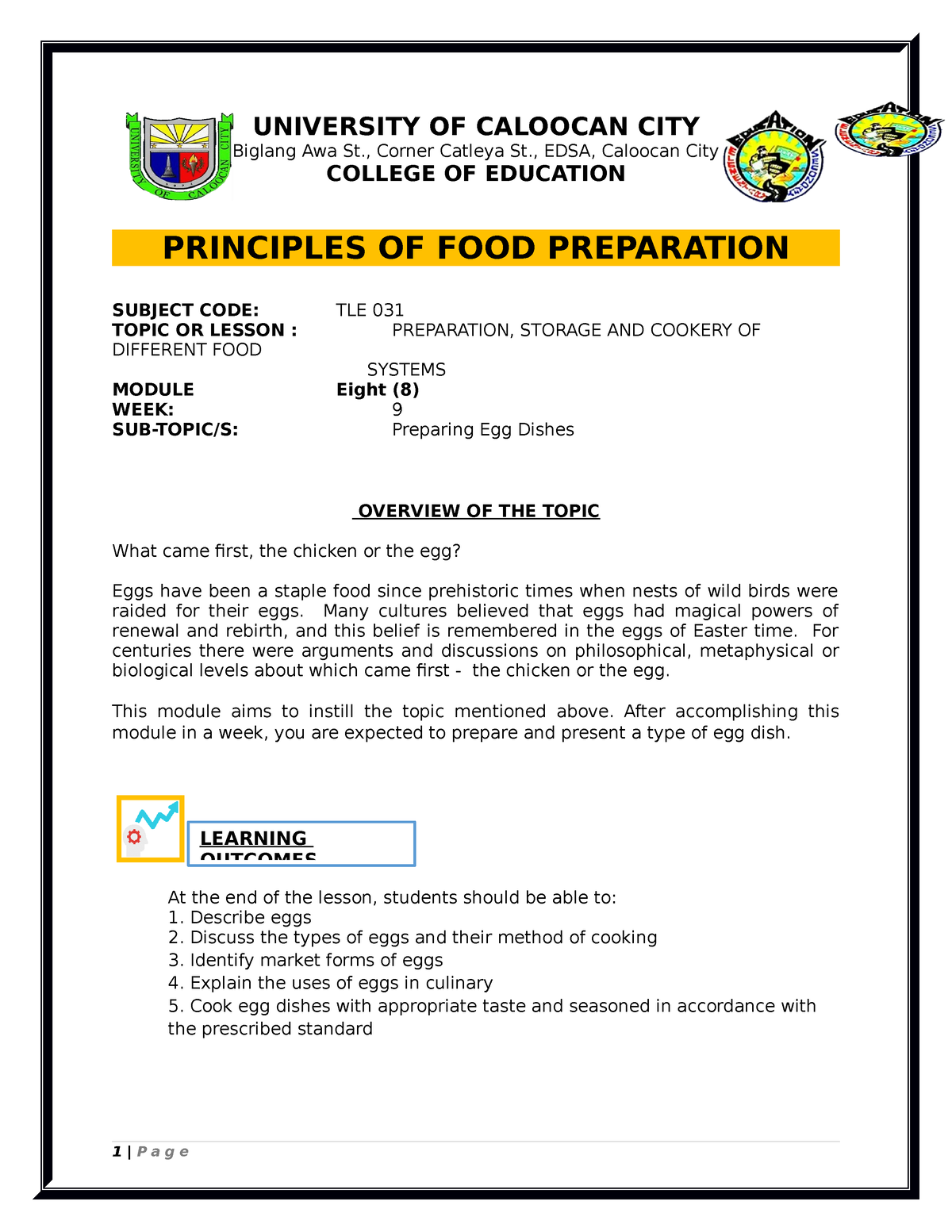 TLE 031 Module 8 PROF S COPY - UNIVERSITY OF CALOOCAN CITY Biglang Awa ...