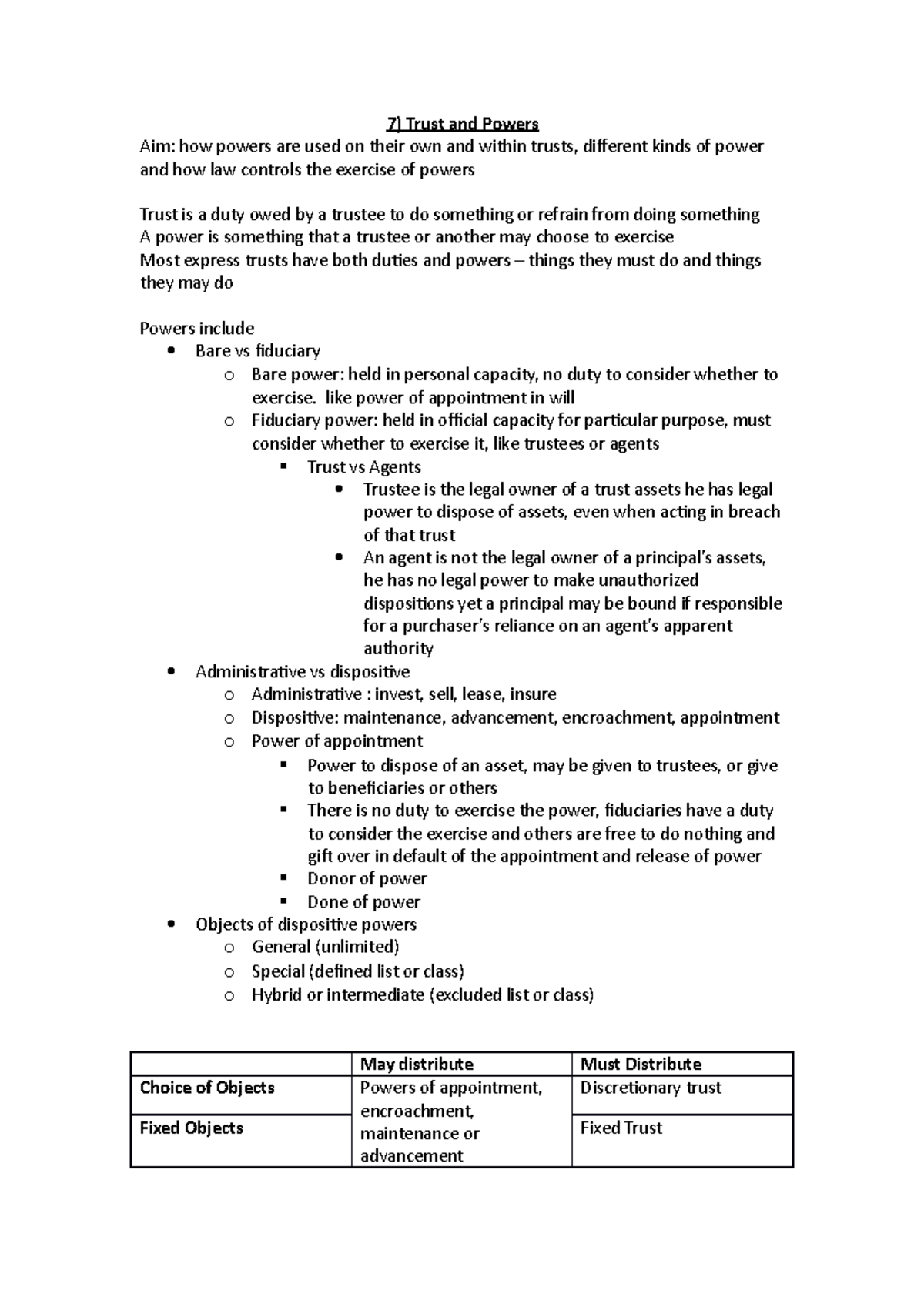 8) Trust and powers - Lecture notes 8 - 7) Trust and Powers Aim: how ...