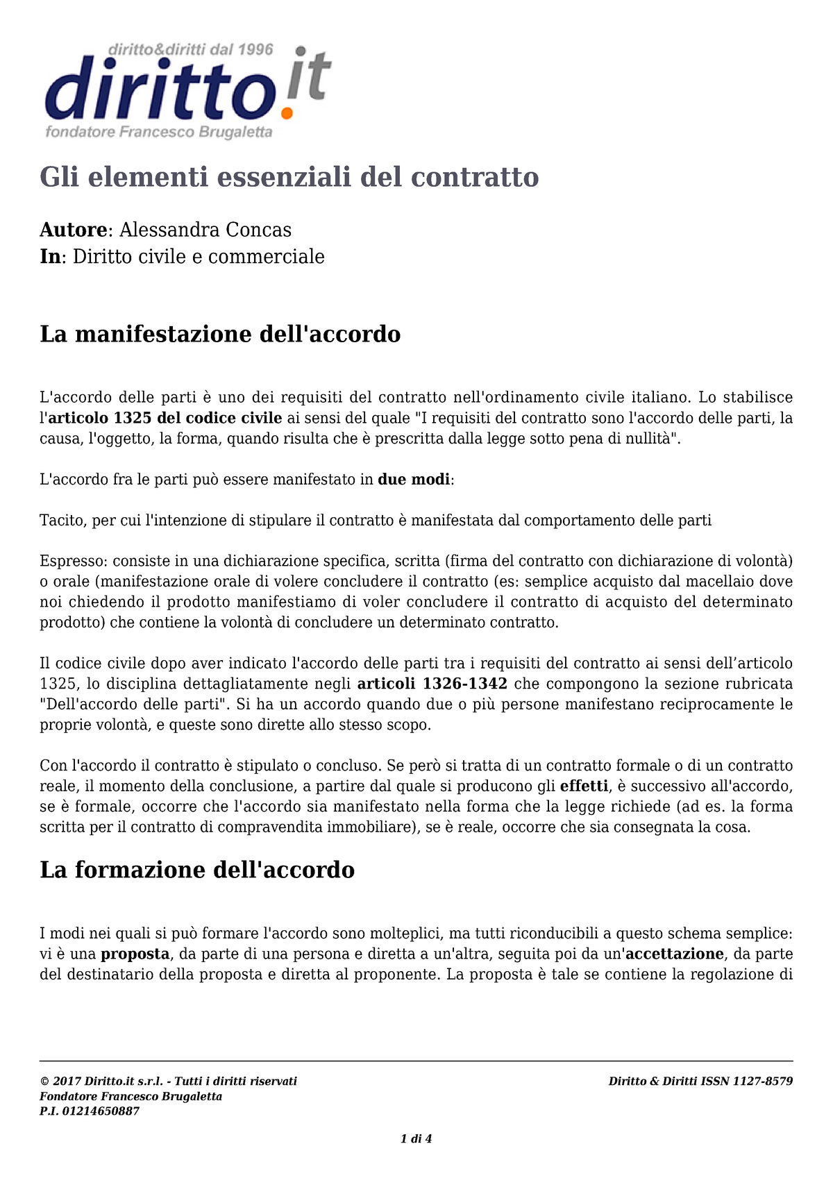 Gli Elementi Essenziali Del Contratto - Lo Stabilisce L'articolo 1325 ...