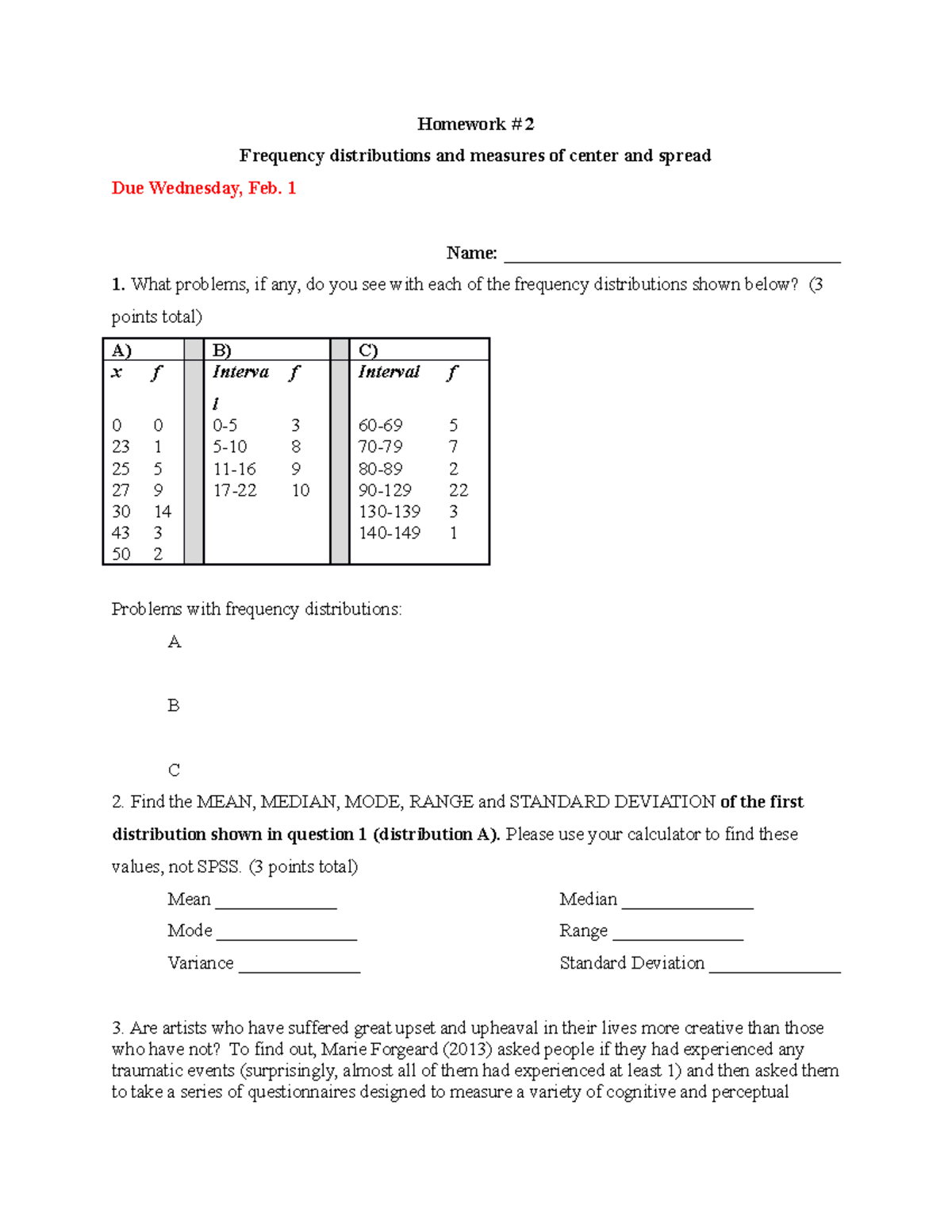 Homework Assignment 2 - discussion - Homework # 2 Frequency ...