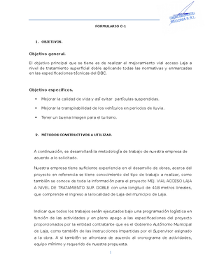 formulario de especificaciones de trabajo