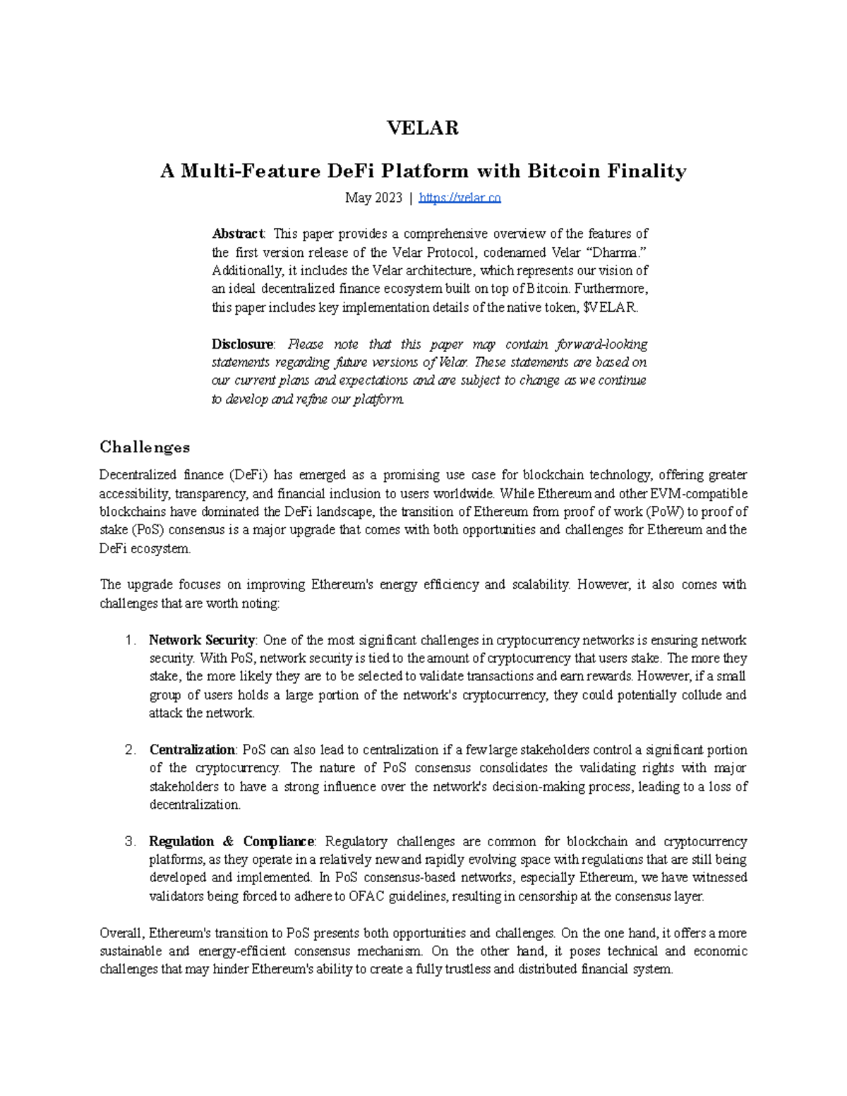 Velar - ok ok - VELAR A Multi-Feature DeFi Platform with Bitcoin ...