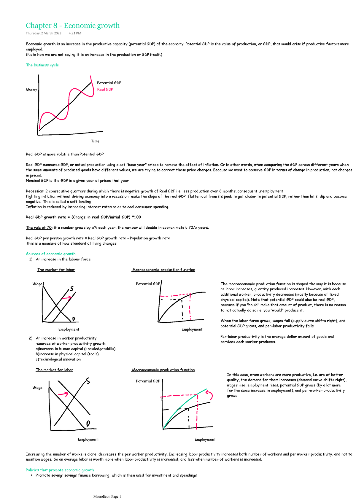 Chapter 8 - Economic Growth - Economic Growth Is An Increase In The ...