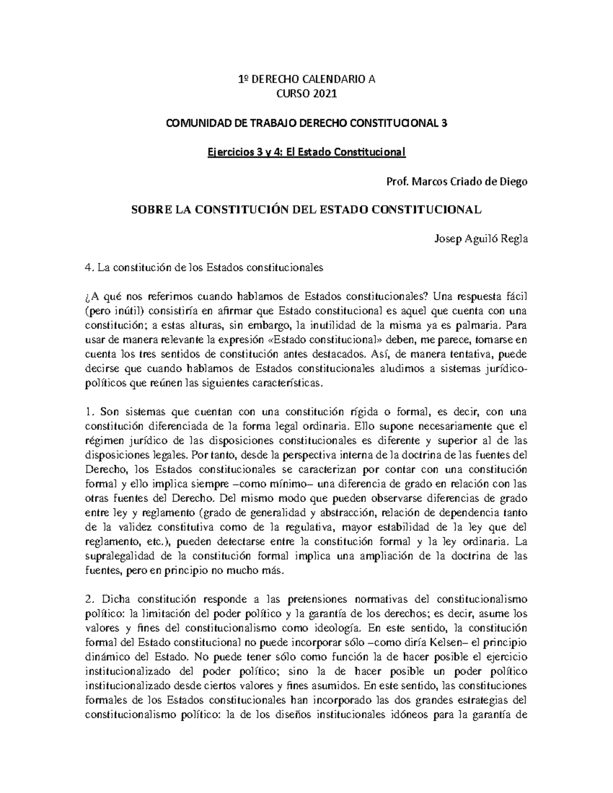 Comunidad Primero de Derecho Ejercicios 3 y 4 El Estado Constitucional ...