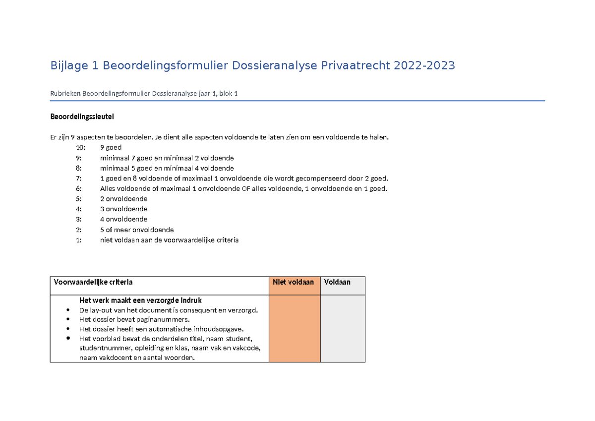 Beoordelingsformulier Dossieranalyse 2022-2023 - Bijlage 1 ...