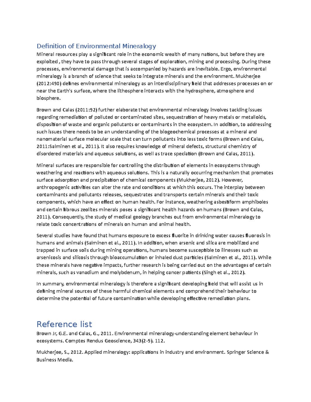 Define environmental mineralogy definition of environmental