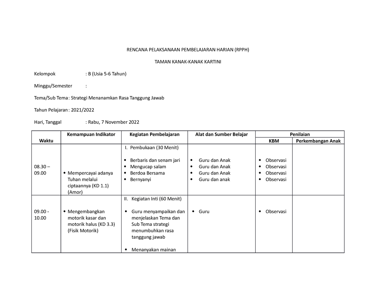 RPPH Contoh - Copy - Rpph - RENCANA PELAKSANAAN PEMBELAJARAN HARIAN ...