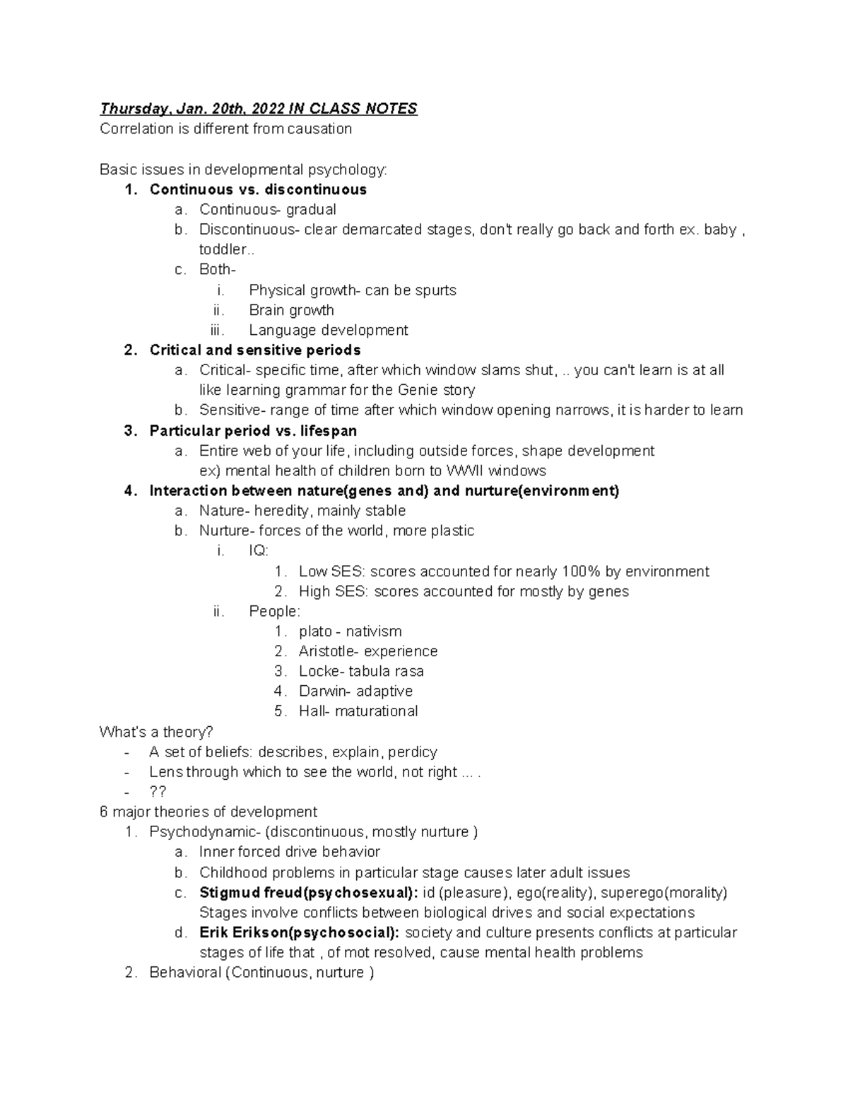 Copy of PSYC 160 notes-Exam 1 - Thursday, Jan. 20th, 2022 IN CLASS ...