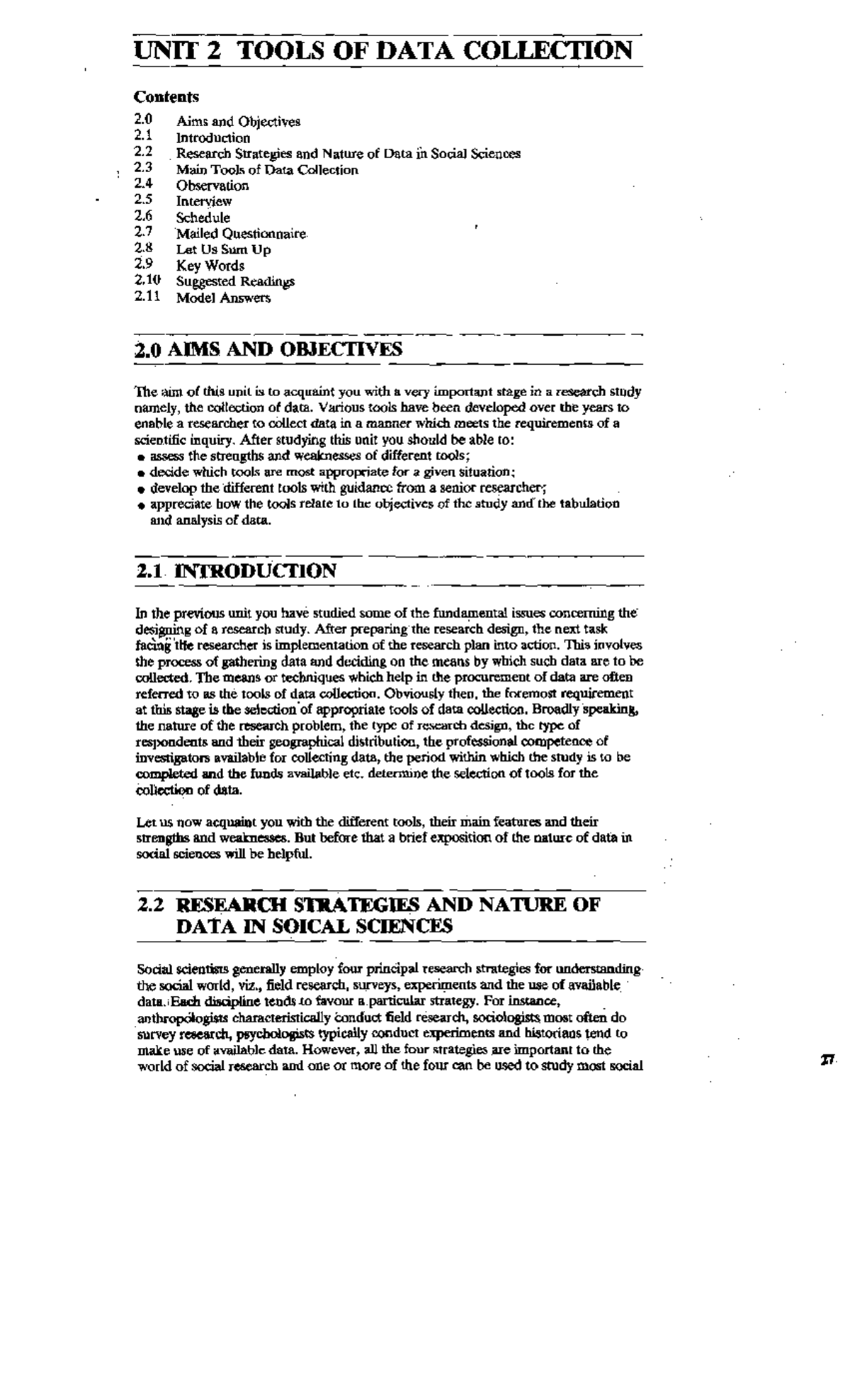 Unit-2 - tools of data collection - UNIT 2 TOOLS OF DATA COLLECTION 2-0 ...